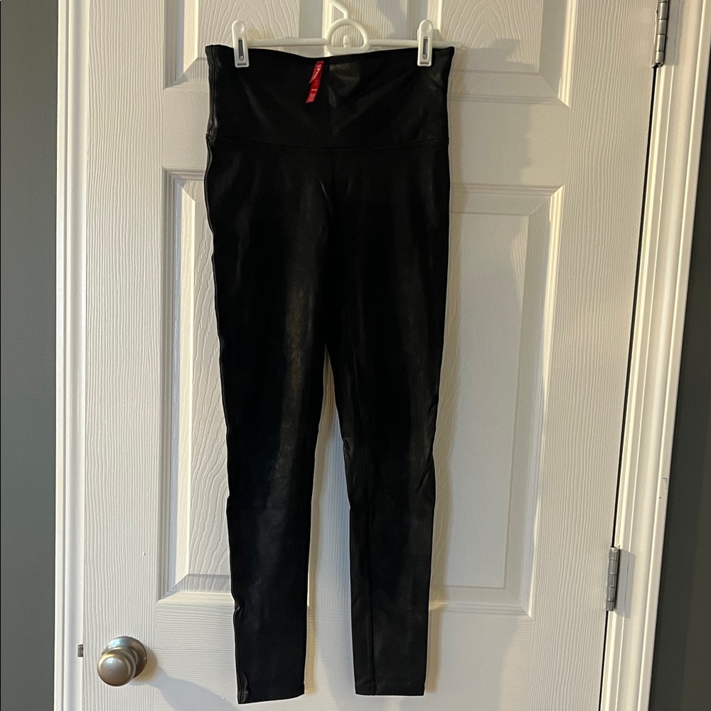 SPANX Black High-Waisted Faux Leather Leggings